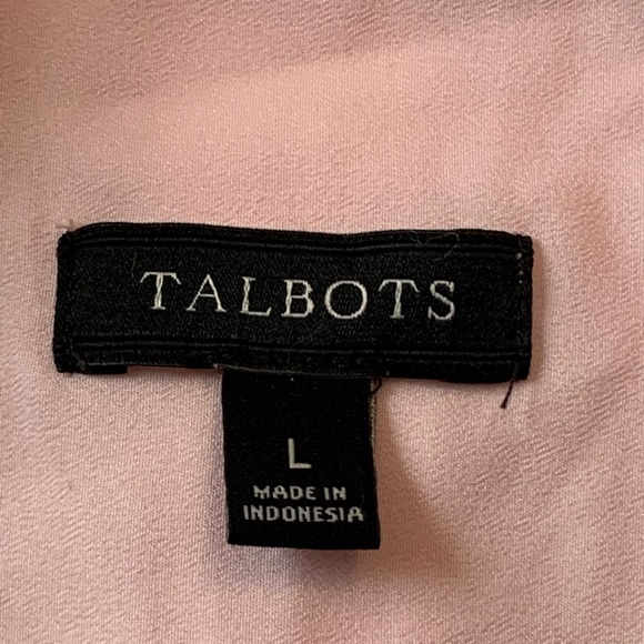 Talbots PINK Button Front Blouse Career Casual L lightweight office - Picture 2 of 9